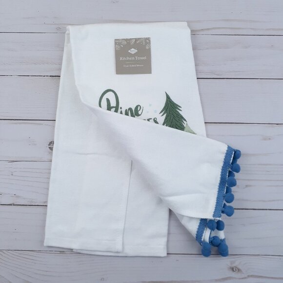 Dual Purpose Kitchen Towel Pine Trees Winter Breeze Snowflakes Please - Picture 2 of 3